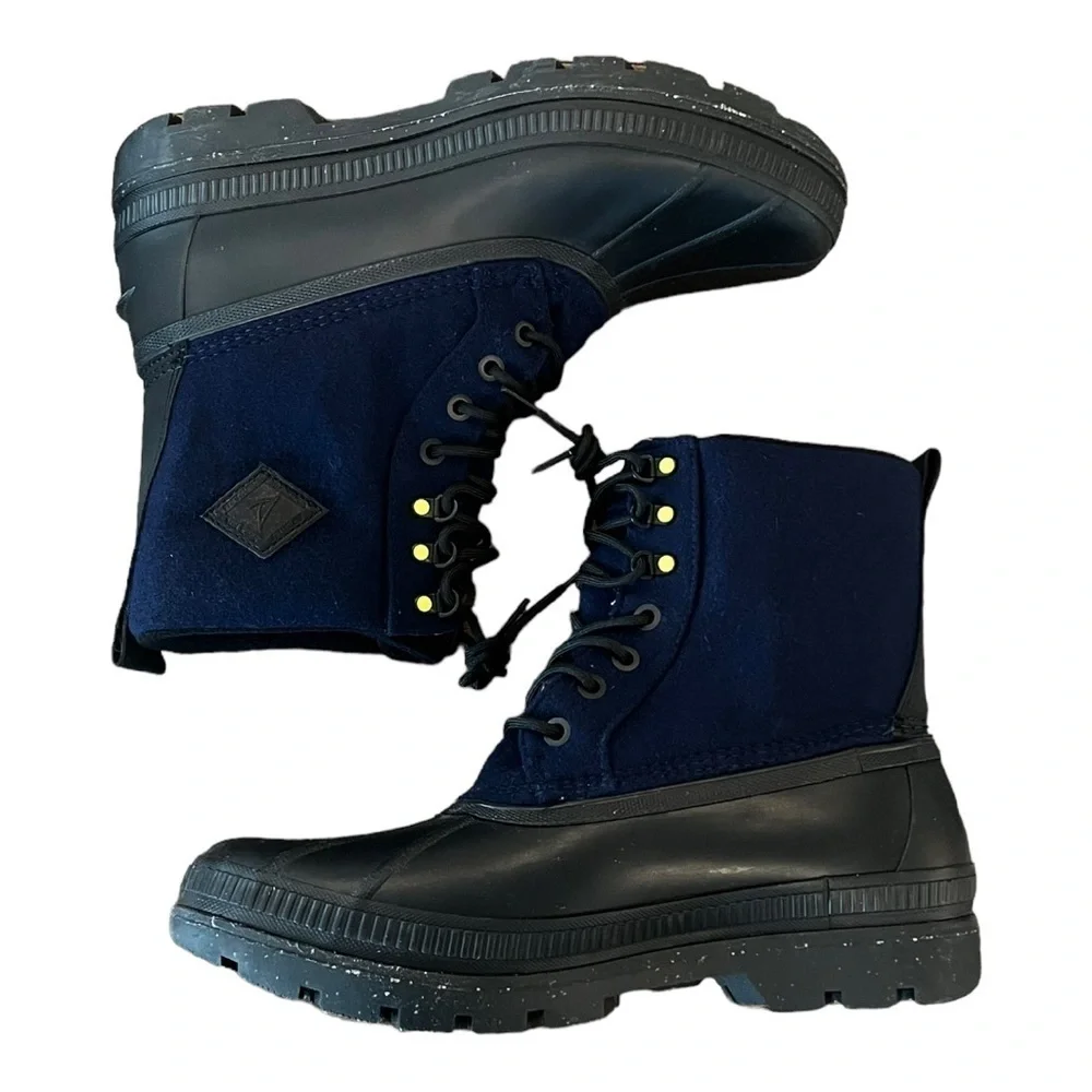SPERRY Seacycled Ice Bay Boot Wool Blend Upper Navy